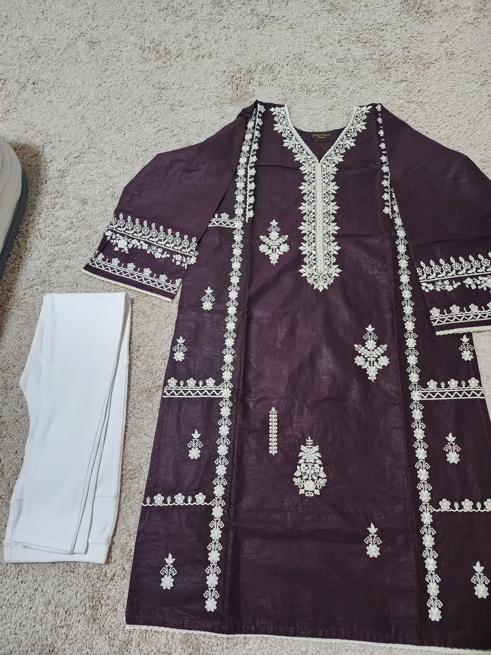 Agha Noor Embroidered Cotton Kurta Small Size Pakistani Designer Bust 40